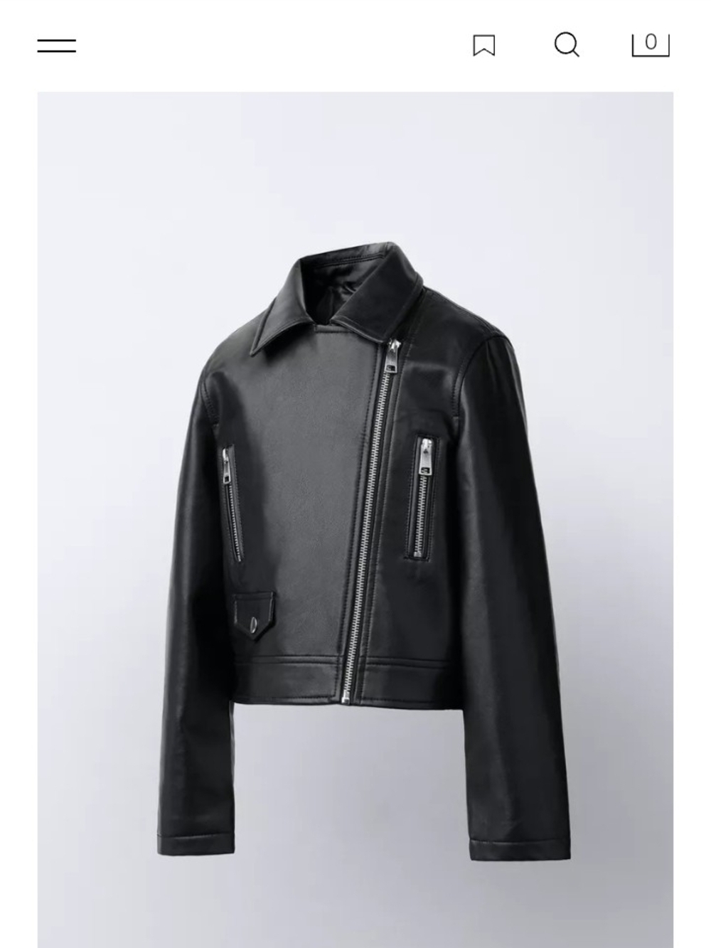 Zara Black Faux Leather Biker Jacket - Picture 2 of 8